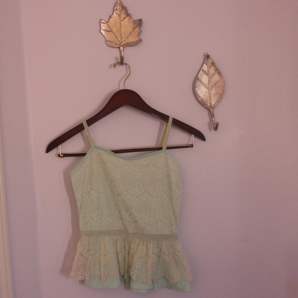 Mint lace tank top